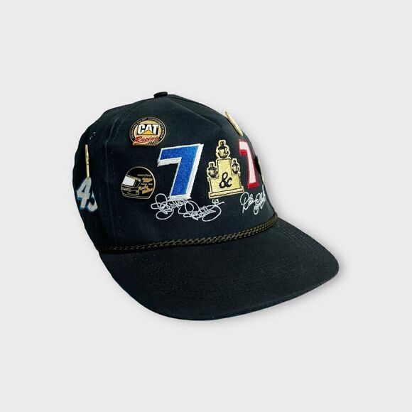 Vtg 90s 7 & 7 Dale Earnhardt Richard Petty NASCAR Racing Snapback Hat, 5 Pins